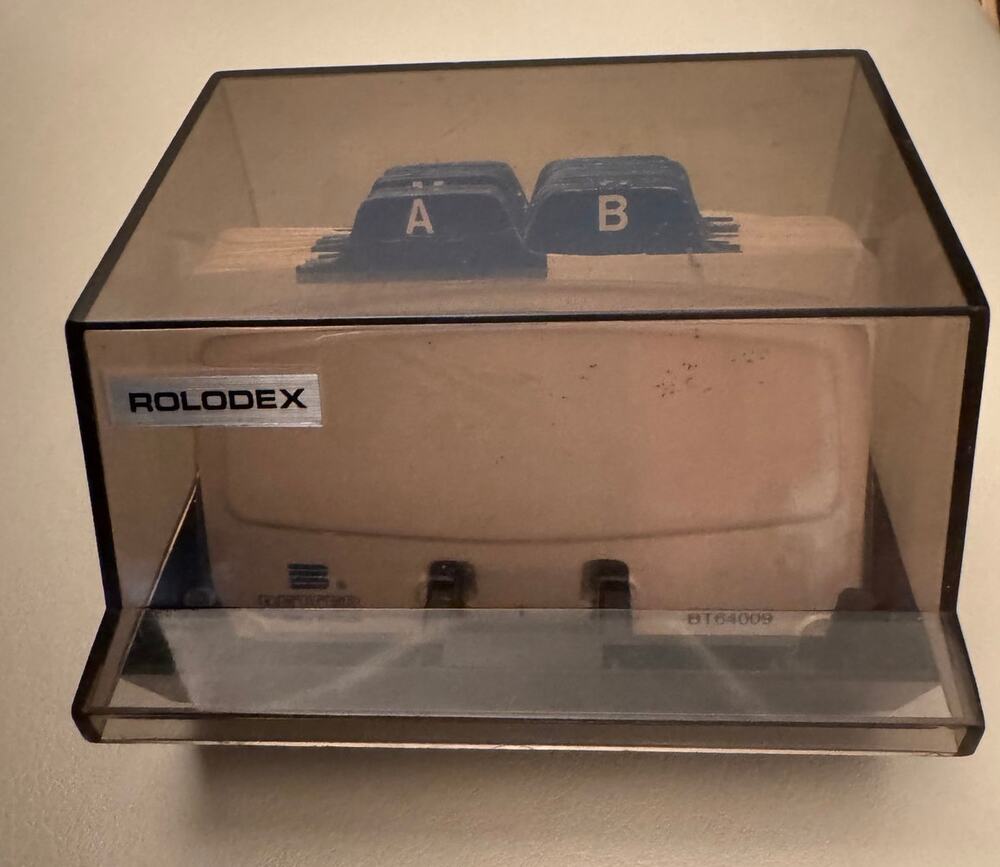 Vintage Rolodex B300C Covered Card File Organizer Smoke Grey Flip Top Lid